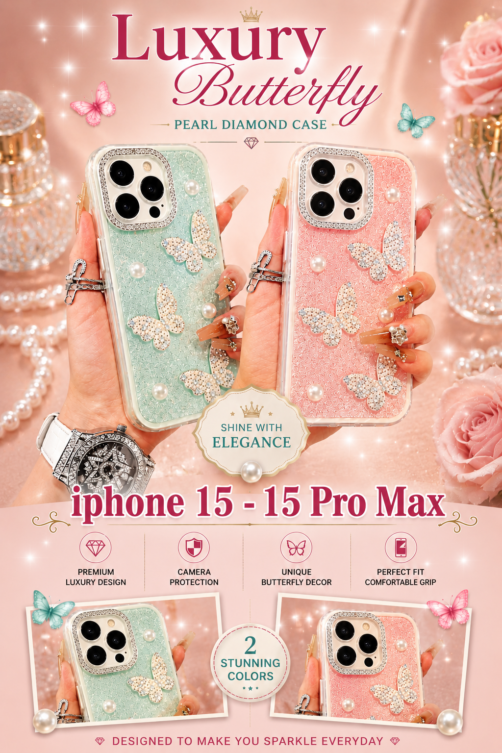 Luxury Butterfly Cases | iPhone 15–15 Pro Max