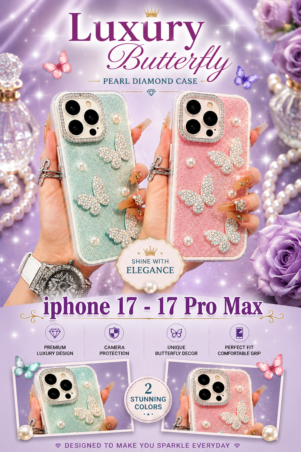 Luxury Butterfly Cases | iPhone 17–17 Pro Max