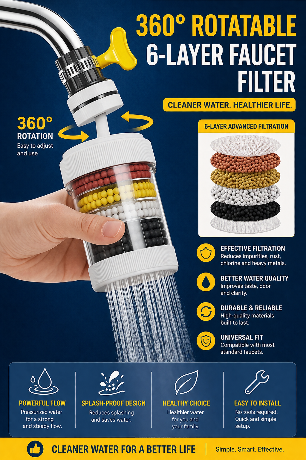 360° Faucet Filter | Pure Water, Every Drop